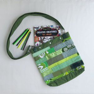 Upcycled Tote Bag - Green Patchwork - EcoFriendly